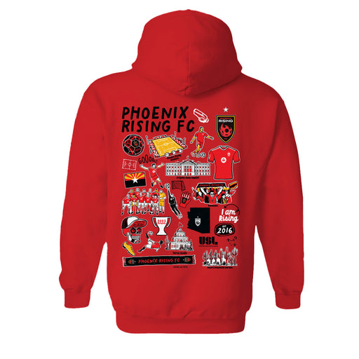 Phoenix Rising FC Women's Red Pullover Cotton Hoodie - Vive La Fête - Online Apparel Store