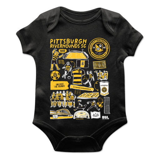 Pittsburgh SC Cotton Short Sleeve Bodysuit Black Impressions Artwork