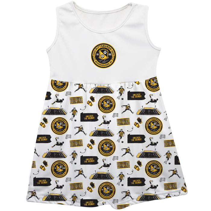 Pittsburgh SC Repeat Print Impressions White Sleeveless Tank Dress