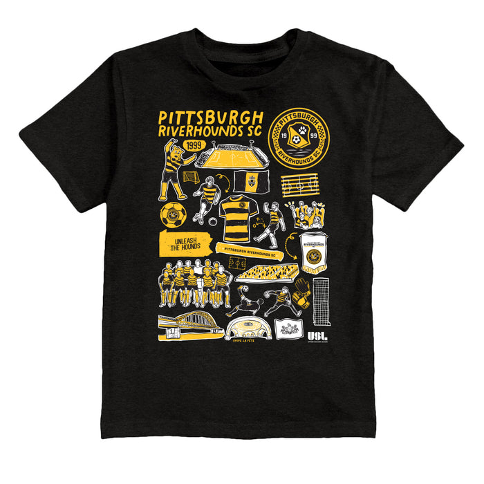 Pittsburgh SC Impressions Artwork Black Youth Cotton T-Shirt