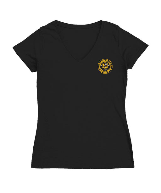Pittsburgh SC Women's V-neck Fitted Black Cotton T-Shirt