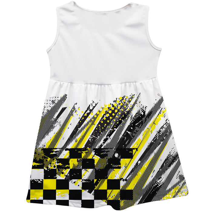 Ryan Blaney Nascar Abstract Check Halftones Tank Dress - White
