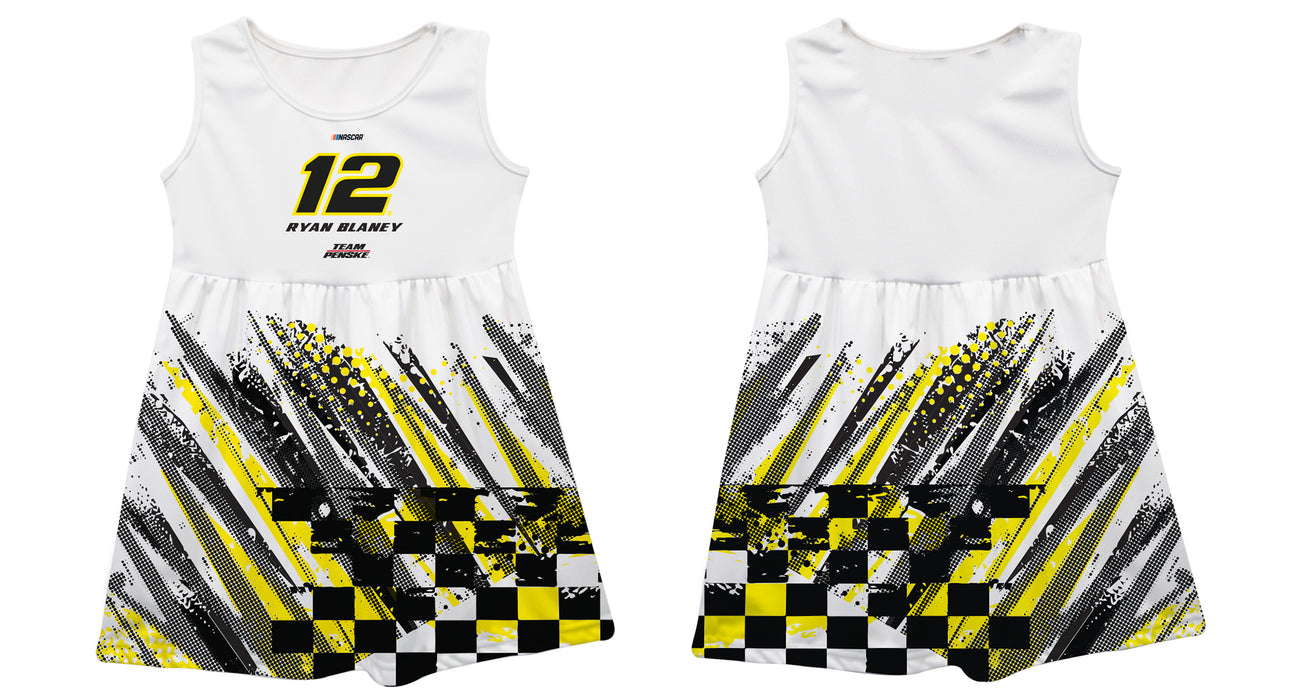 Ryan Blaney Nascar Abstract Check Halftones Tank Dress - White