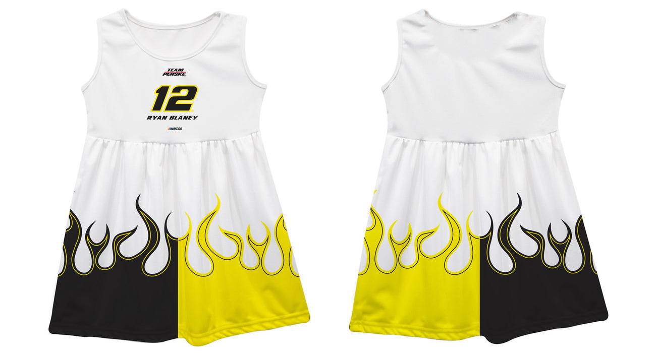 Ryan Blaney Nascar Car Flames Tank Dress - White