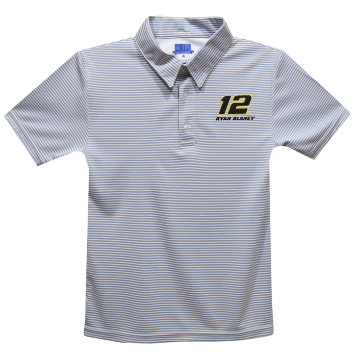 Ryan Blaney Vive La Fete Pencil Stripe Polo - Gray