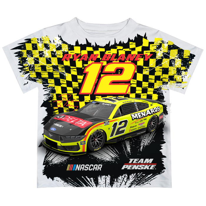 Ryan Blaney Vive La Fete Checkered Racing Car T-Shirt- Gold