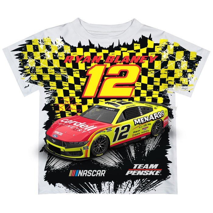 Ryan Blaney Vive La Fete Checkered Racing Car T-Shirt- Gold