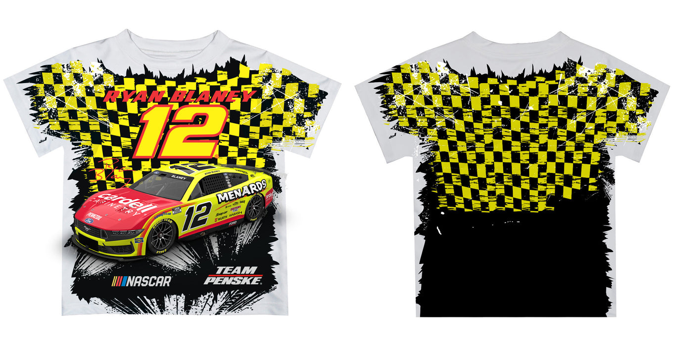 Ryan Blaney Vive La Fete Checkered Racing Car T-Shirt- Gold - Vive La Fête - Online Apparel Store