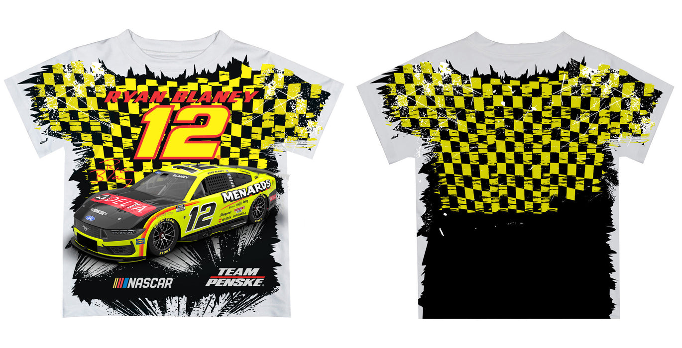 Ryan Blaney Vive La Fete Checkered Racing Car T-Shirt- Gold