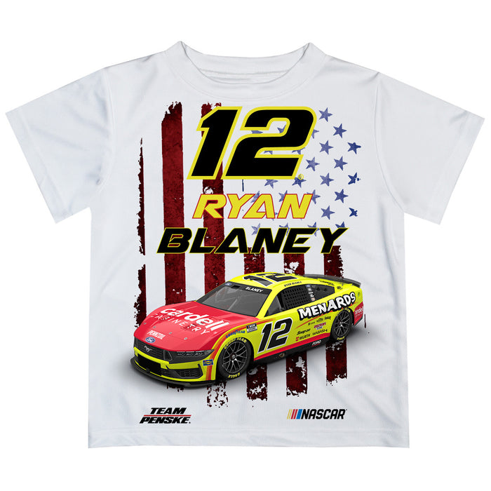 Ryan Blaney Vive La Fete Flag Racing Car T-Shirt - White