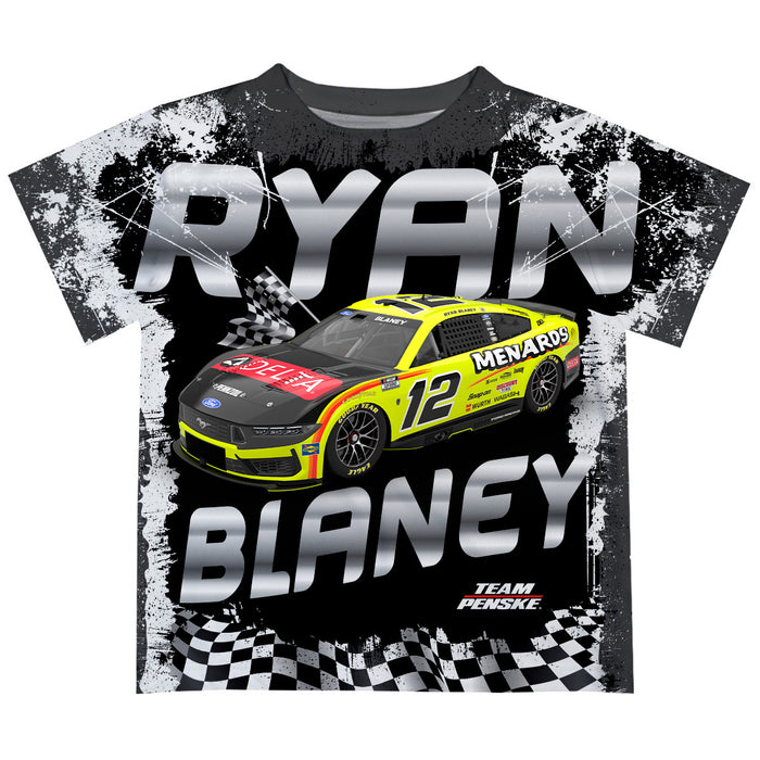 Ryan Blaney Vive La Fete Checkered Racing Car T-Shirt- Black