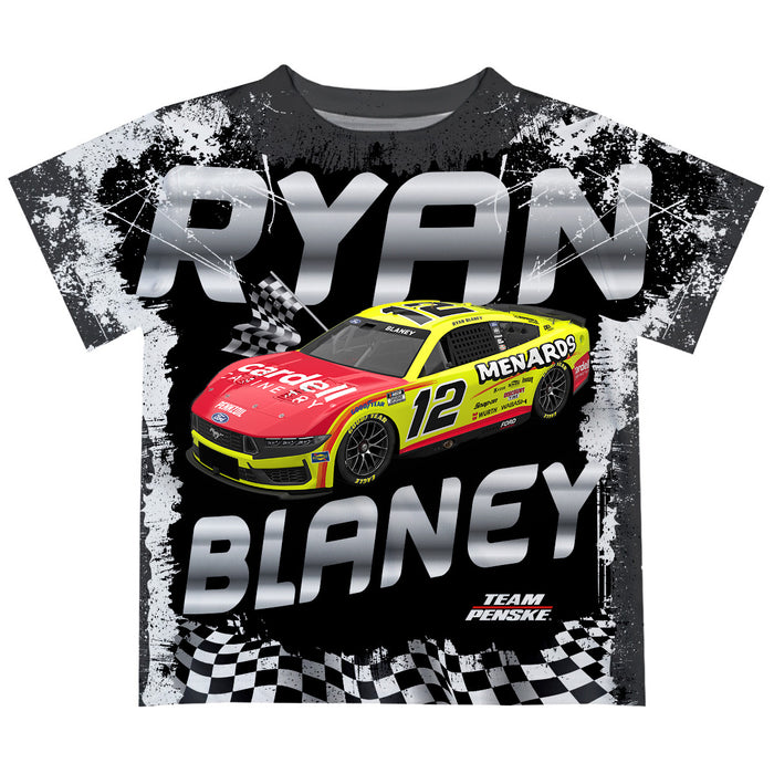Ryan Blaney Vive La Fete Checkered Racing Car T-Shirt- Black