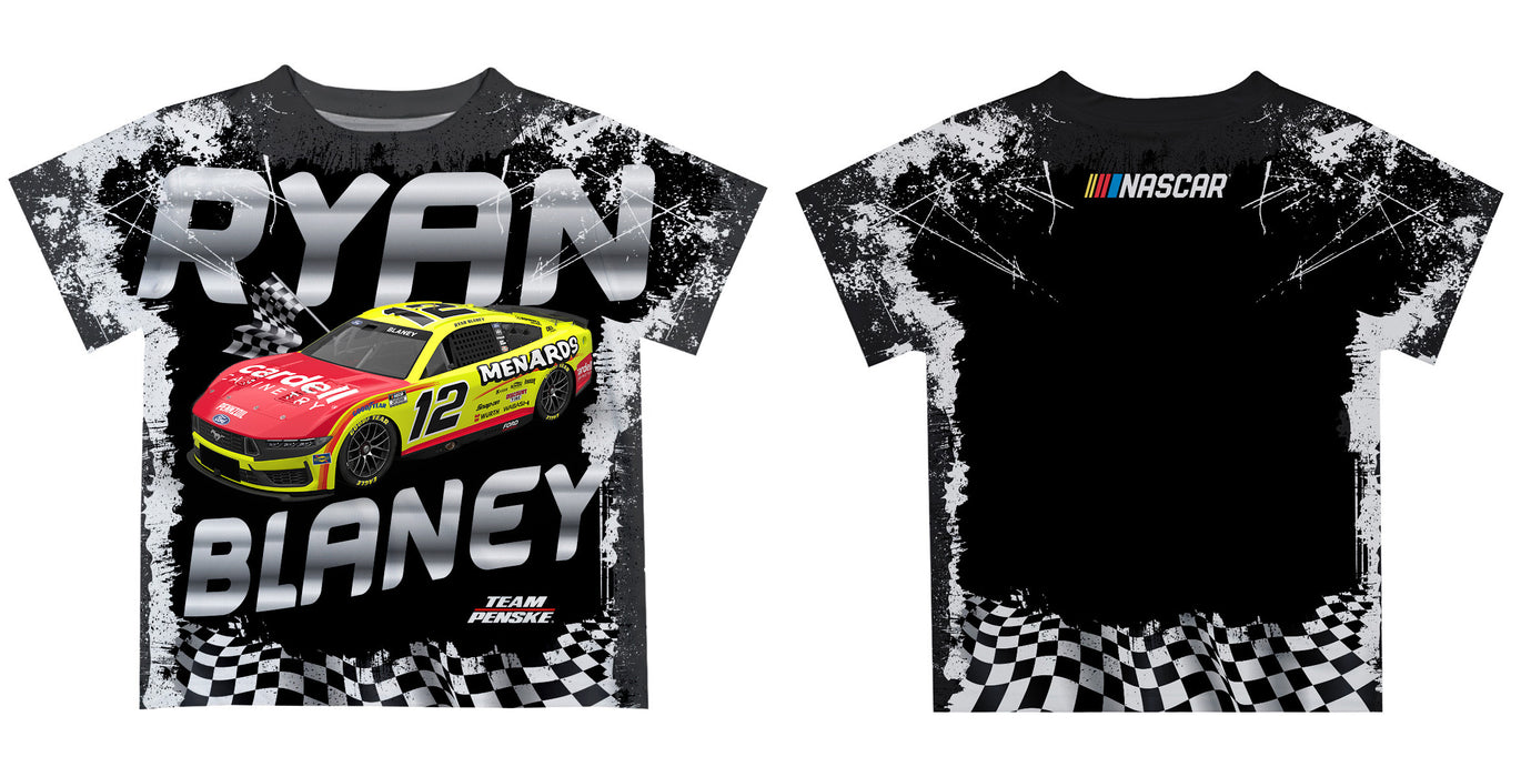 Ryan Blaney Vive La Fete Checkered Racing Car T-Shirt- Black - Vive La Fête - Online Apparel Store