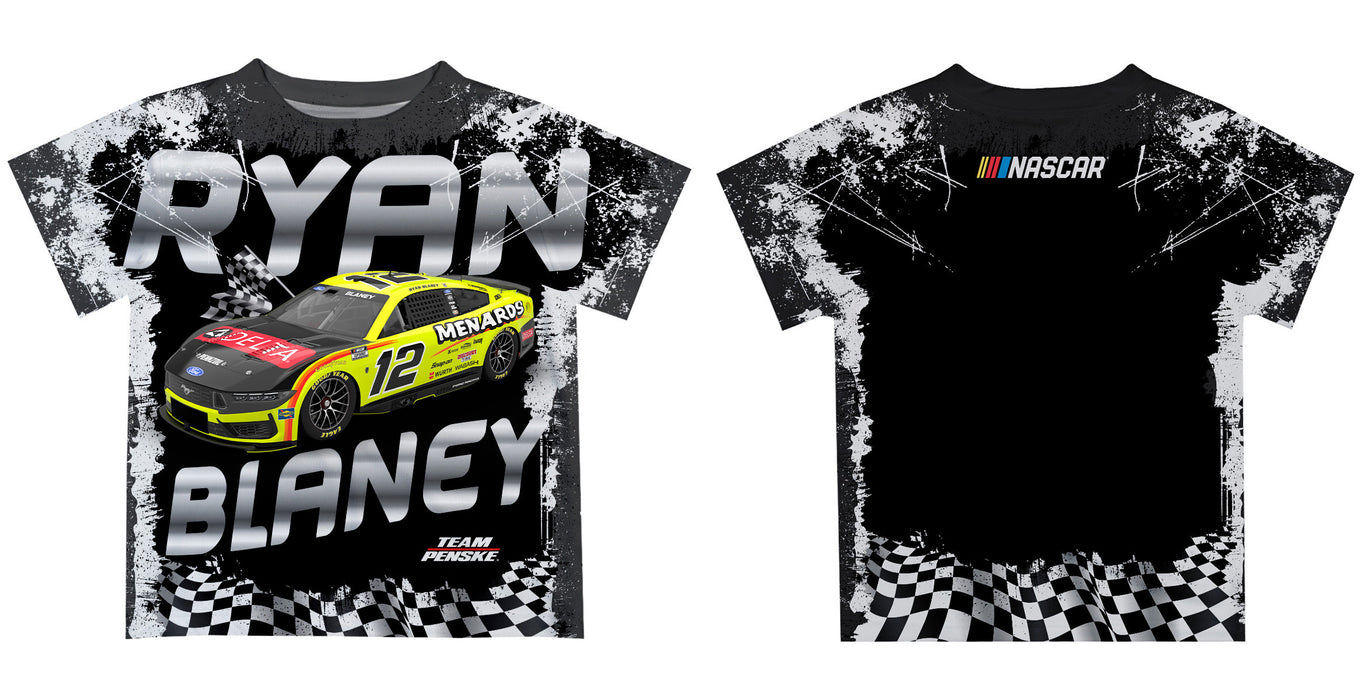Ryan Blaney Vive La Fete Checkered Racing Car T-Shirt- Black