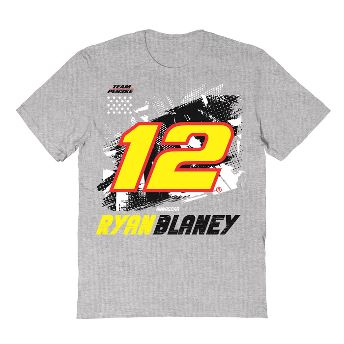 Ryan Blaney NASCAR Abstract Check Halftones Cotton T-Shirt - Grey
