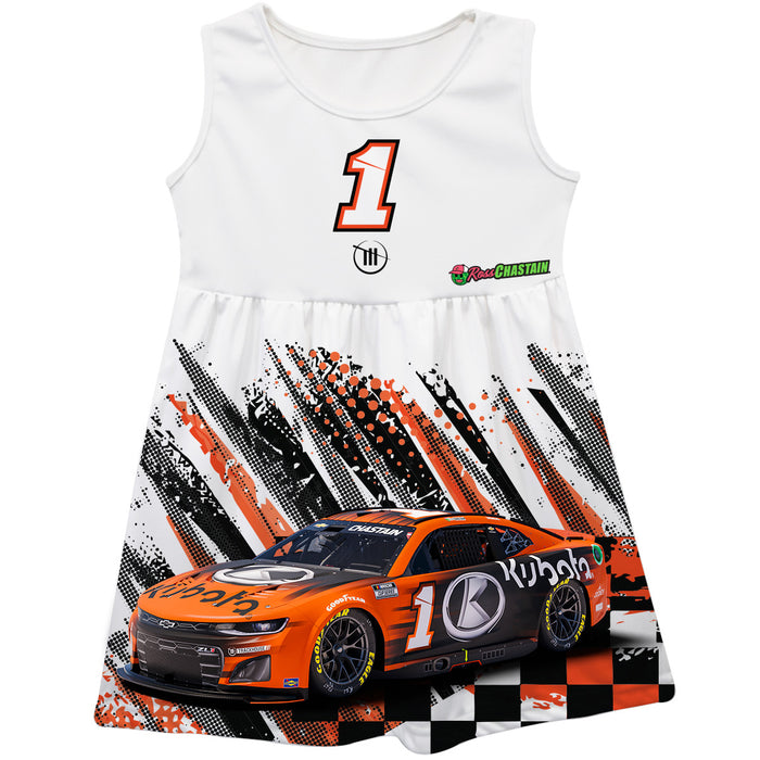 Ross Chastain Nascar Abstract Check Halftones Tank Dress - White