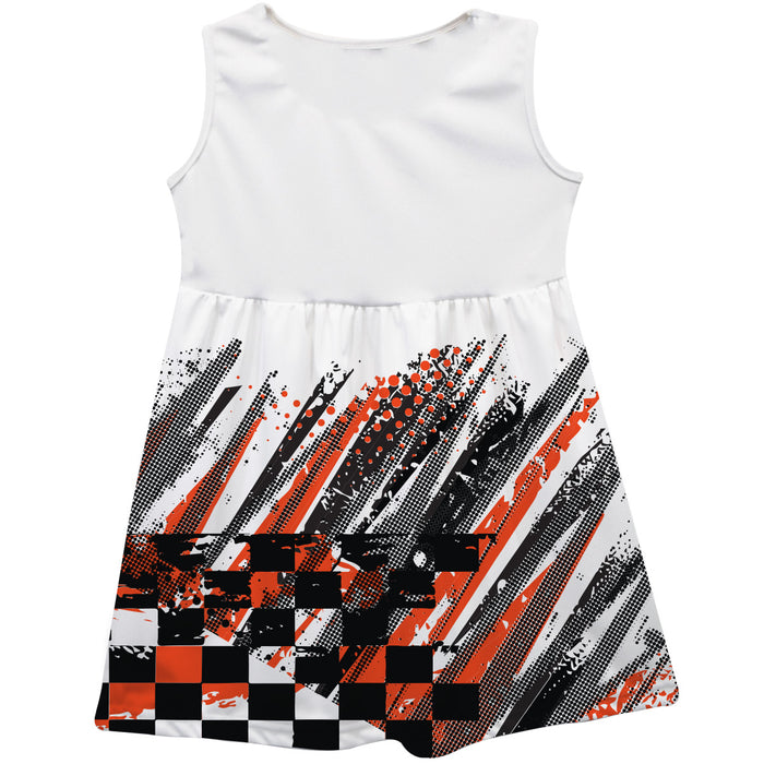 Ross Chastain Nascar Abstract Check Halftones Tank Dress - White