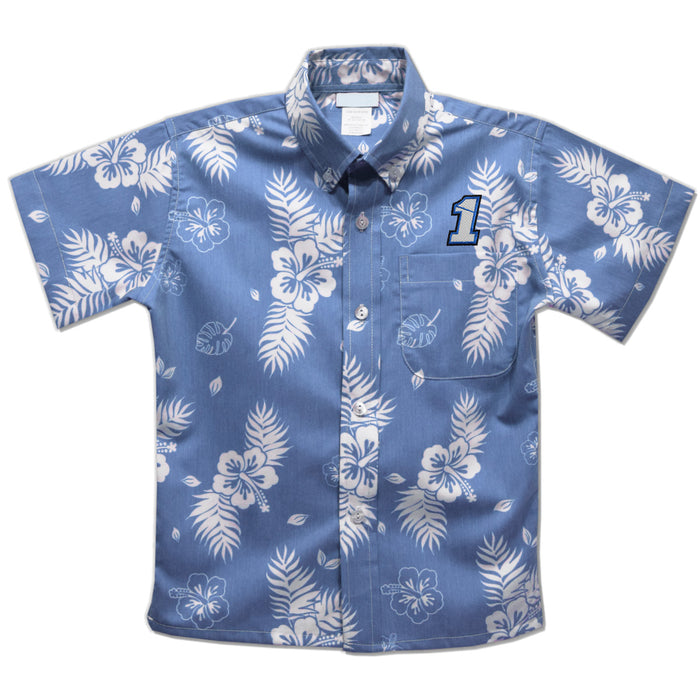 Ross Chastain Vive La Fete Hawaiian Print Button-Down Shirt - Light Blue