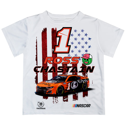 Ross Chastain Vive La Fete Flag Racing Car T-Shirt - White