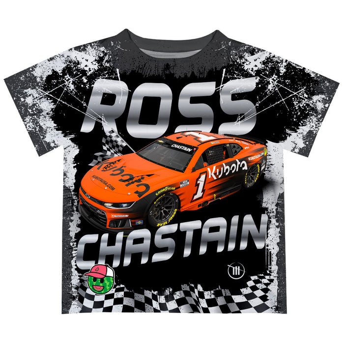 Ross ChastainVive La Fete Checkered Racing Car T-Shirt- Black