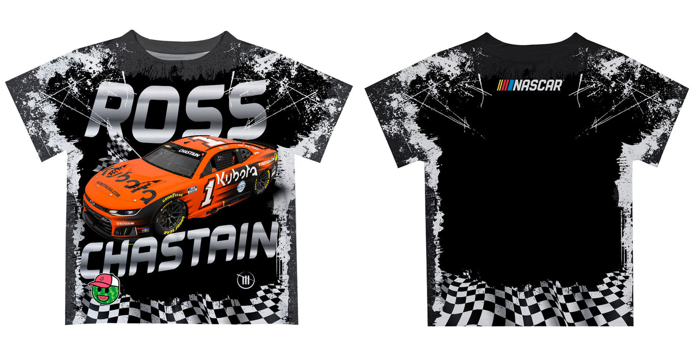 Ross ChastainVive La Fete Checkered Racing Car T-Shirt- Black