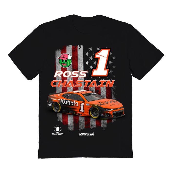 Ross Chastain NASCAR American Flag Cotton T-Shirt - Black