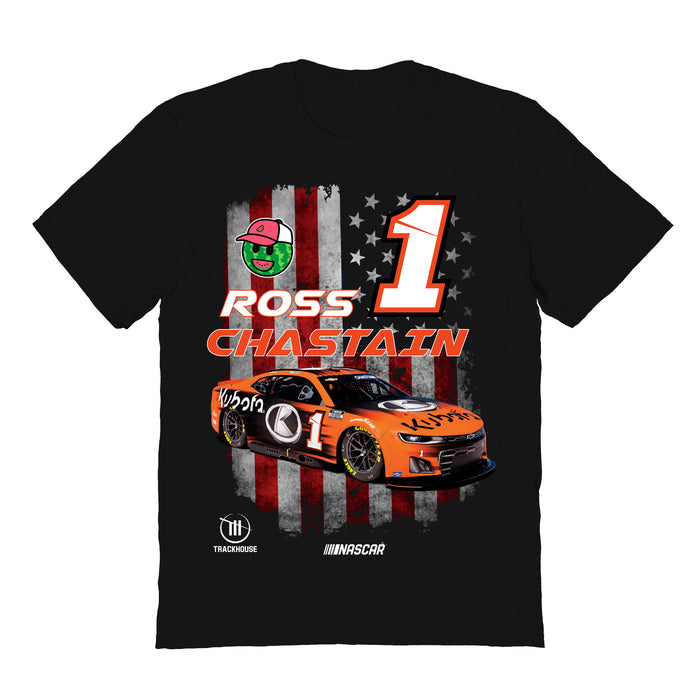 Ross Chastain NASCAR American Flag Cotton T-Shirt - Black