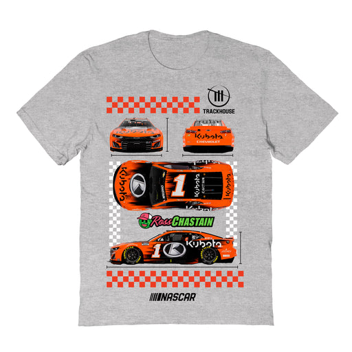 Ross Chastain NASCAR Car View Cotton T-Shirt - Grey