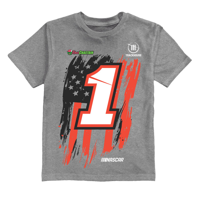 Ross Chastain NASCAR American Flag Cotton T-Shirt - Grey