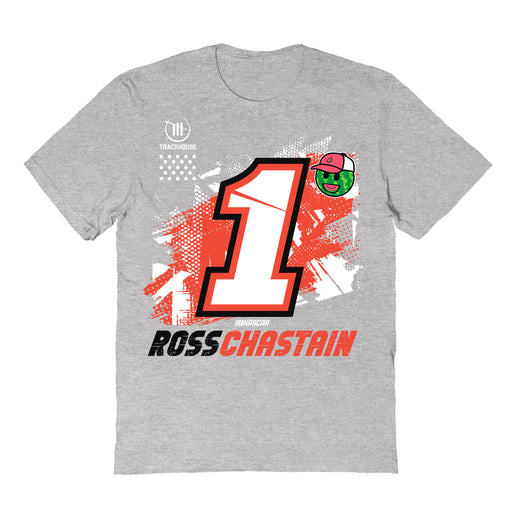 Ross Chastain NASCAR Abstract Check Halftones Cotton T-Shirt - Grey