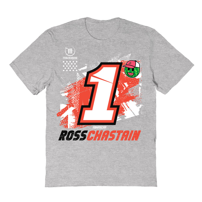 Ross Chastain NASCAR Abstract Check Halftones Cotton T-Shirt - Grey