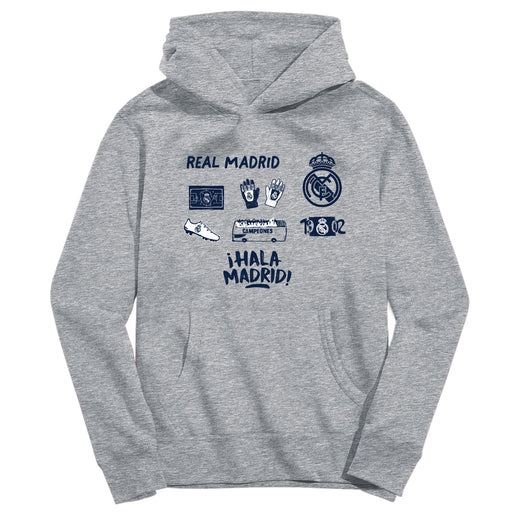 Real Madrid Youth Grey Pullover Cotton Hoodie