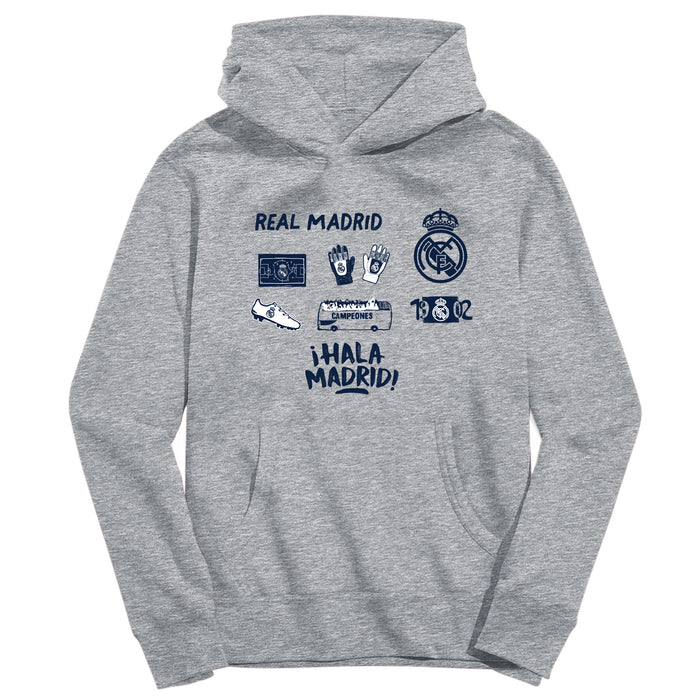 Real Madrid Youth Grey Pullover Cotton Hoodie