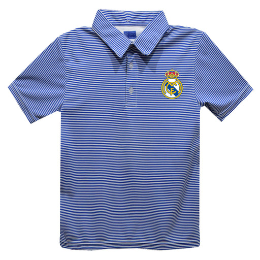 Real Madrid Vive La Fete Pencil Stripe Polo - Royal