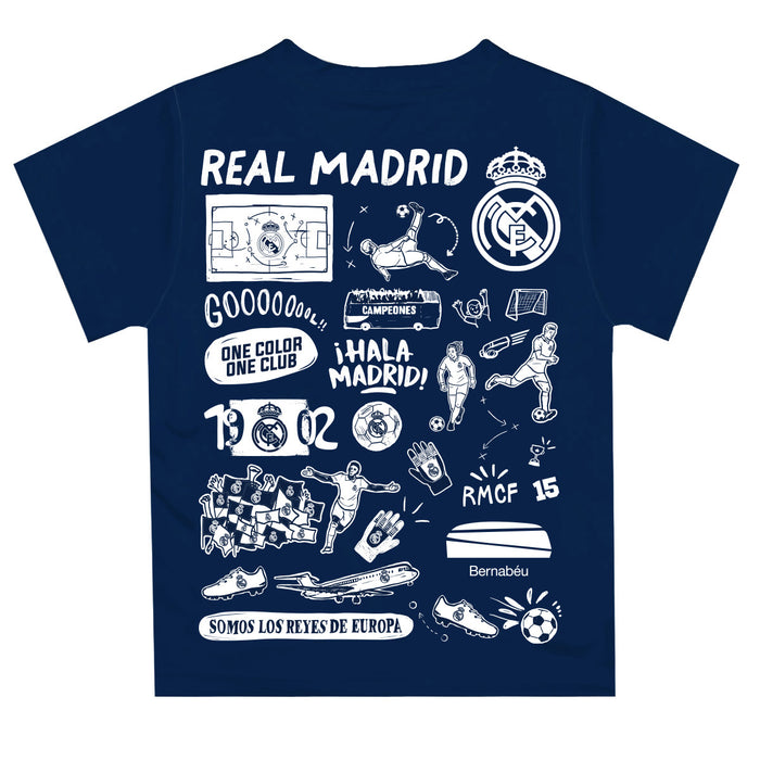 Real Madrid Impressions Artwork Boys Navy T-Shirt - Vive La Fête - Online Apparel Store