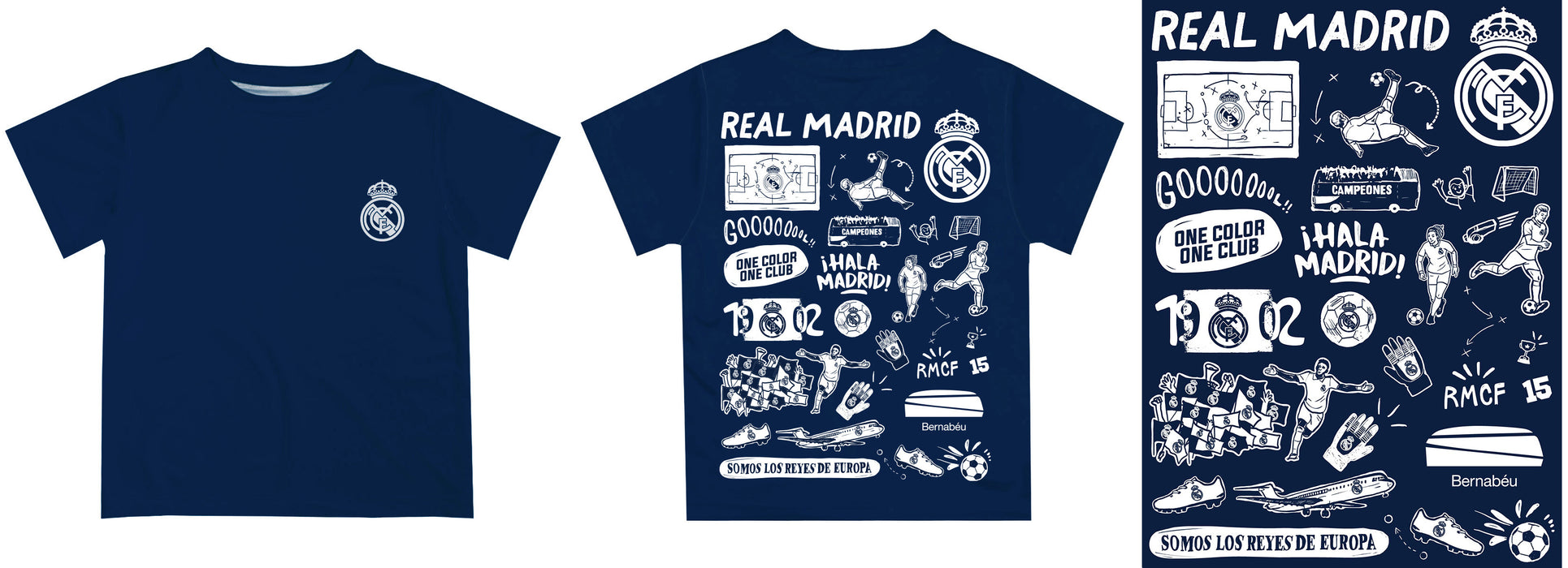 Real Madrid Impressions Artwork Boys Navy T-Shirt - Vive La Fête - Online Apparel Store