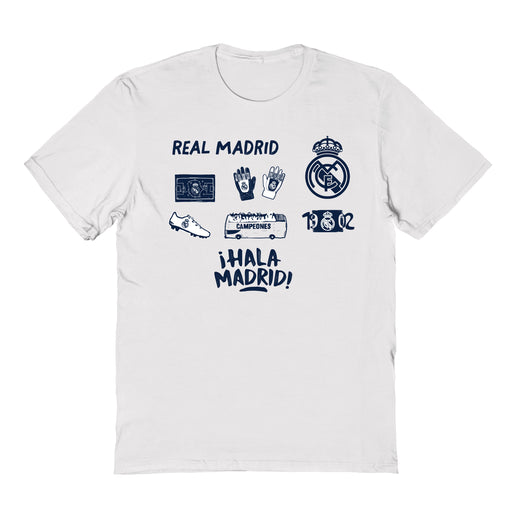 Real Madrid Impressions Artwork White Youth Cotton T-Shirt