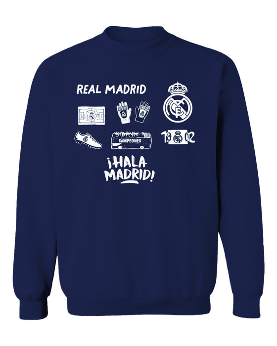 Real Madrid Womens Navy Cotton Crewneck Pullover Sweatshirt