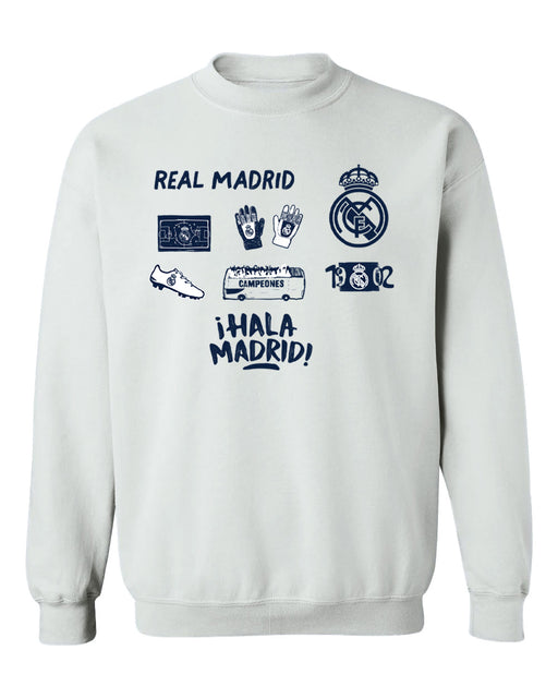 Real Madrid Womens White Cotton Crewneck Pullover Sweatshirt