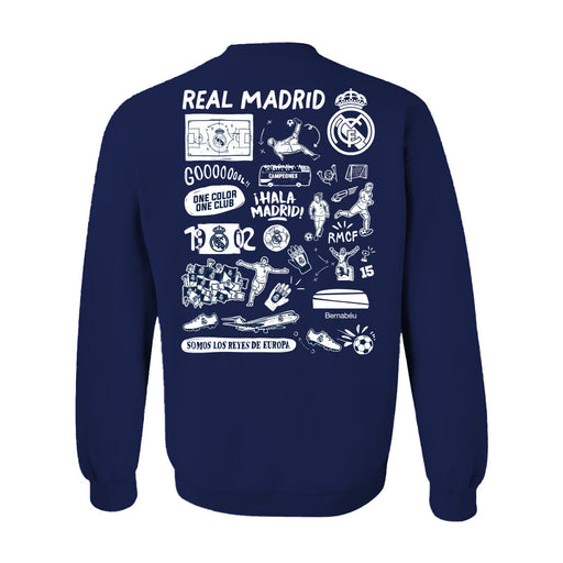 Real Madrid Impressions Artwork Women Cotton Fleece Long Sleeve Crew Neck - Vive La Fête - Online Apparel Store