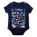 San Diego Nascar Cotton Short Sleeve Bodysuit Impressions Artwork Navy