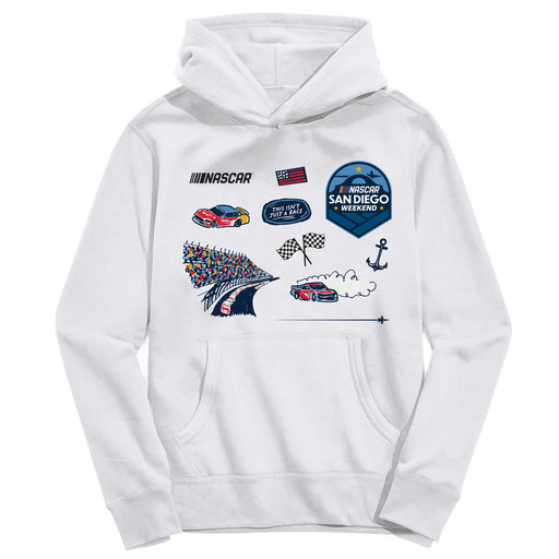 San Diego Nascar Youth Pullover Cotton Hoodie White