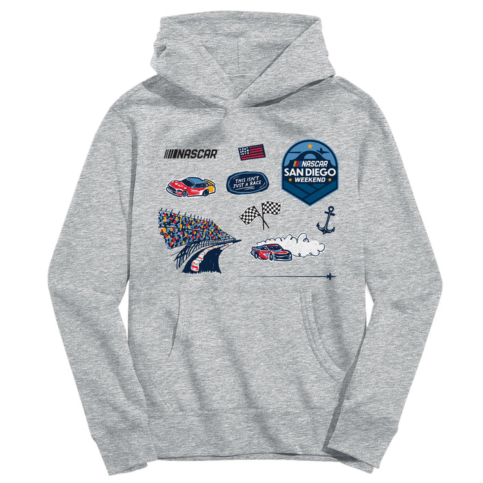 San Diego Nascar Youth Pullover Cotton Hoodie Gray