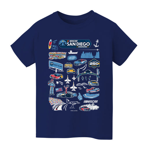 San Diego Nascar Impressions Artwork Youth Cotton T-Shirt Navy