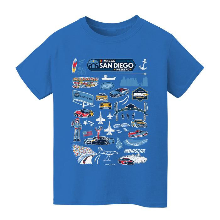 San Diego Nascar Impressions Artwork Youth Cotton T-Shirt Royal
