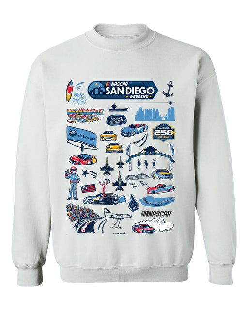 San Diego Nascar Womens Cotton Crewneck Pullover Sweatshirt White