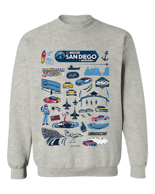 San Diego Nascar Womens Cotton Crewneck Pullover Sweatshirt Gray