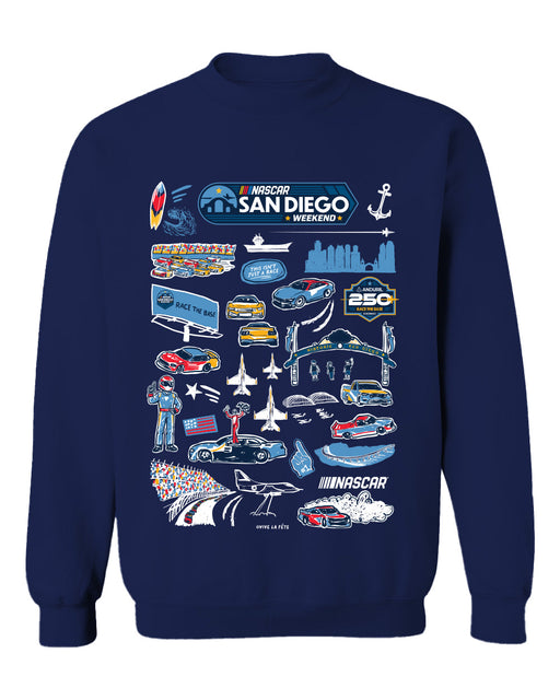 San Diego Nascar Womens Cotton Crewneck Pullover Sweatshirt Navy