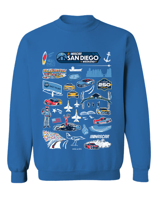 San Diego Nascar Womens Cotton Crewneck Pullover Sweatshirt Royal