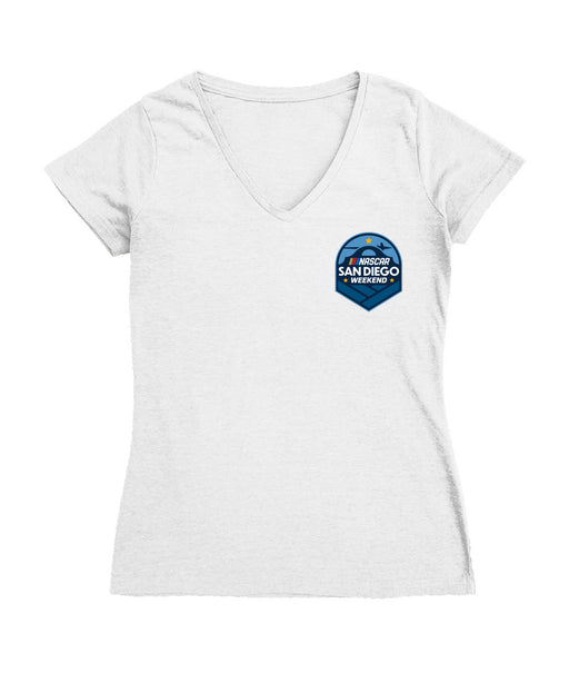 San Diego Nascar Women's V-neck Fitted Cotton T-Shirt White